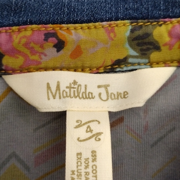 Matilda Jane Denim Cotton Blend Sleeveless Front Button Down Jacket Size 4 - Picture 5 of 8